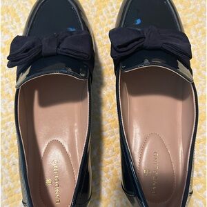 Navy Blue Loafers with bow
